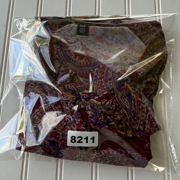 Lauren Ralph Lauren Size S/P Paisley stretch to with front ties - Picture 8 of 8